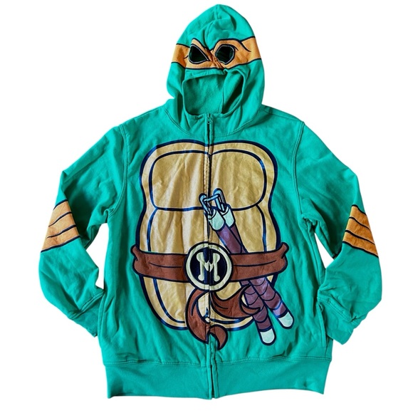 Michelangelo Teenage Mutant Ninja Turtles Zip Hoodie Boys Sz Large Nickelodeon - Picture 1 of 6
